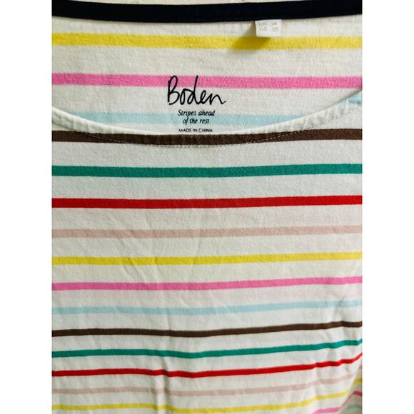 Boden Rainbow Striped Long Sleeve Top US Size 10 EUC - Picture 3 of 3